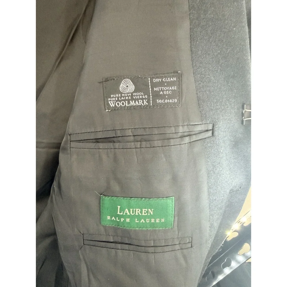 Lauren Ralph Lauren Men's Dark Gray Blazer‎ Vintage 100% Wool 42S Made In Canada